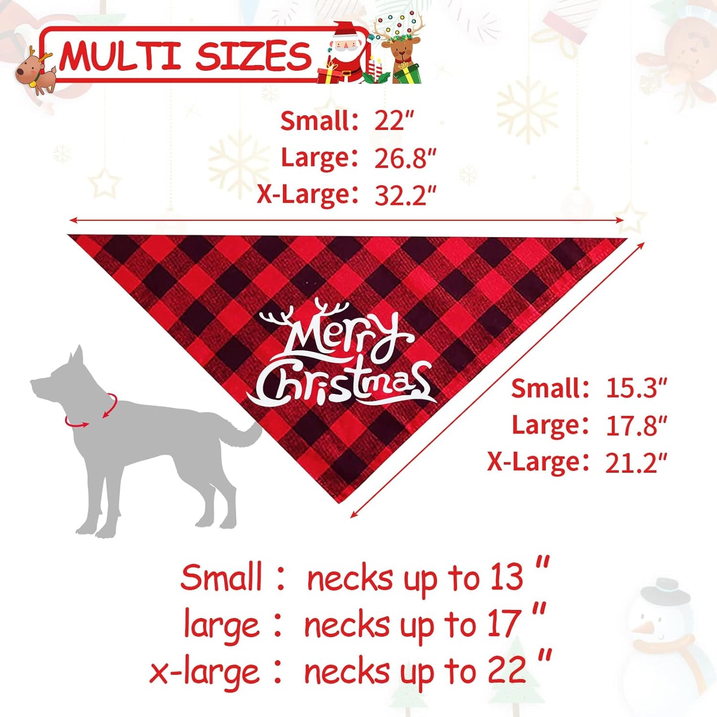 2 Pack Dog Bandana Christmas Classic Buffalo Plaid Pets Scarf Triangle Bibs Kerchief Set Pet Costume Accessories Decoration for Small Medium Large Dogs Cats Pets