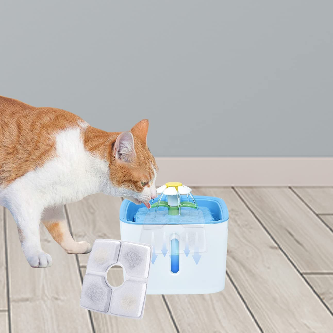 12 Pack Cat Water Fountain Filters, Cat Fountain Filter Replacement, for Square Cat Water Fountain Inside