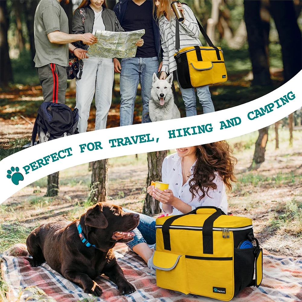 Dog Travel Bag, Travel Pet Bag Organizer, Dog Food Travel Bag with Food Container and Bowls, Dog Travel Supplies Gift Accessories for Weekend Camping, Dog Cat Diaper Bag(Sea Blue, Large)