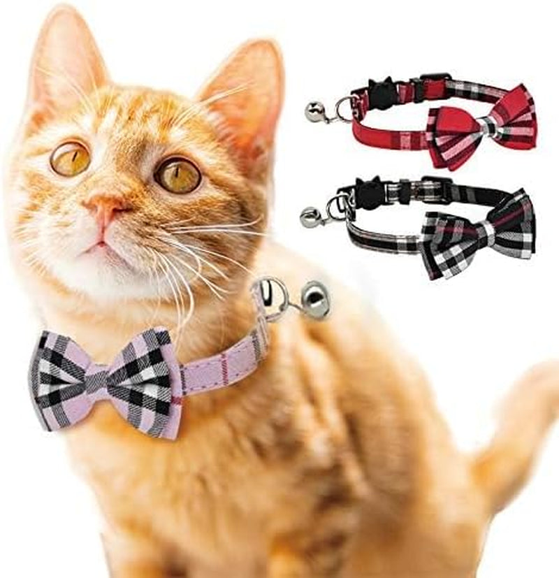 2 Pack/Set Cat Collar Breakaway with Cute and Bell for Kitty and Some Puppies, Adjustable from 7.8-10.5 Inch