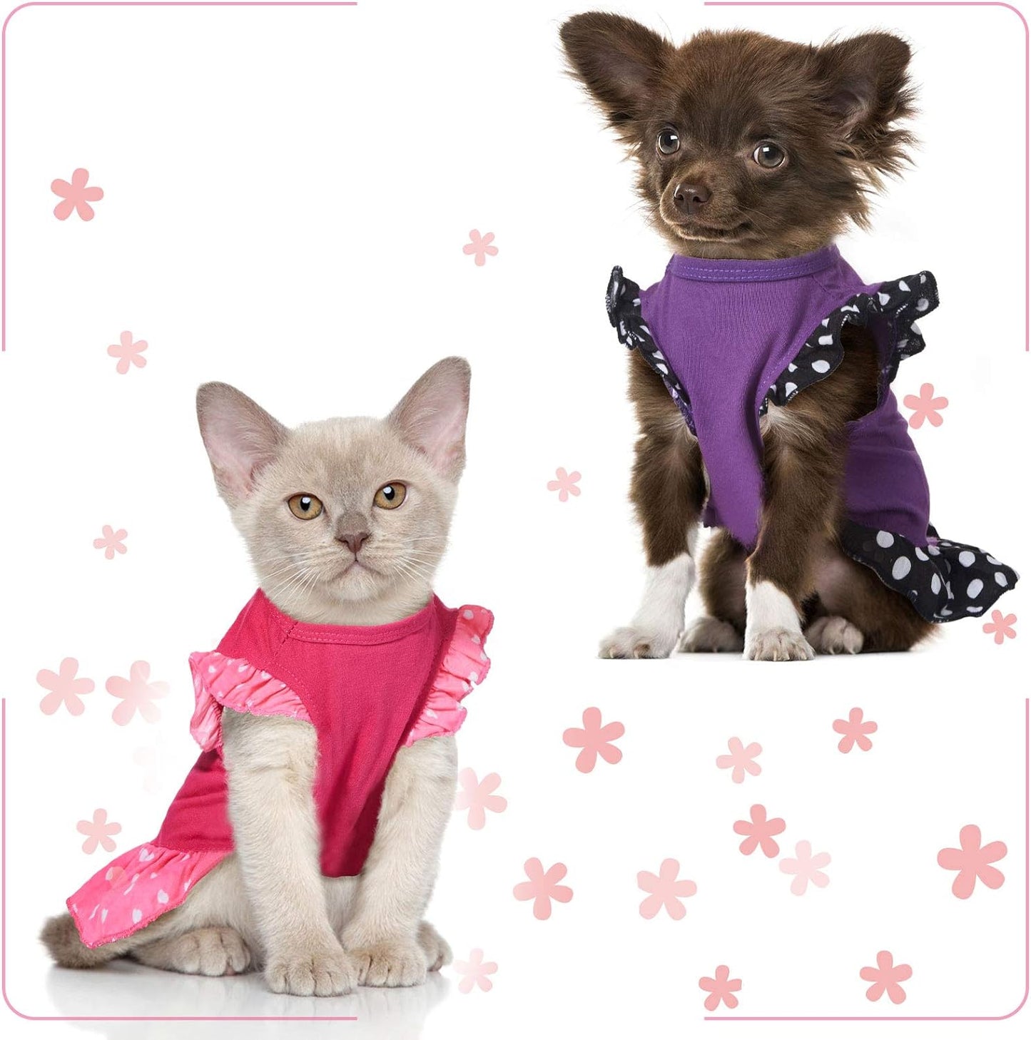 2 Pieces Pet Dress Shirt Puppy Skirt Cute Dog Dress Pet Summer Clothes Dog Apparel for Small Dogs and Cats (Love and Me, Medium)