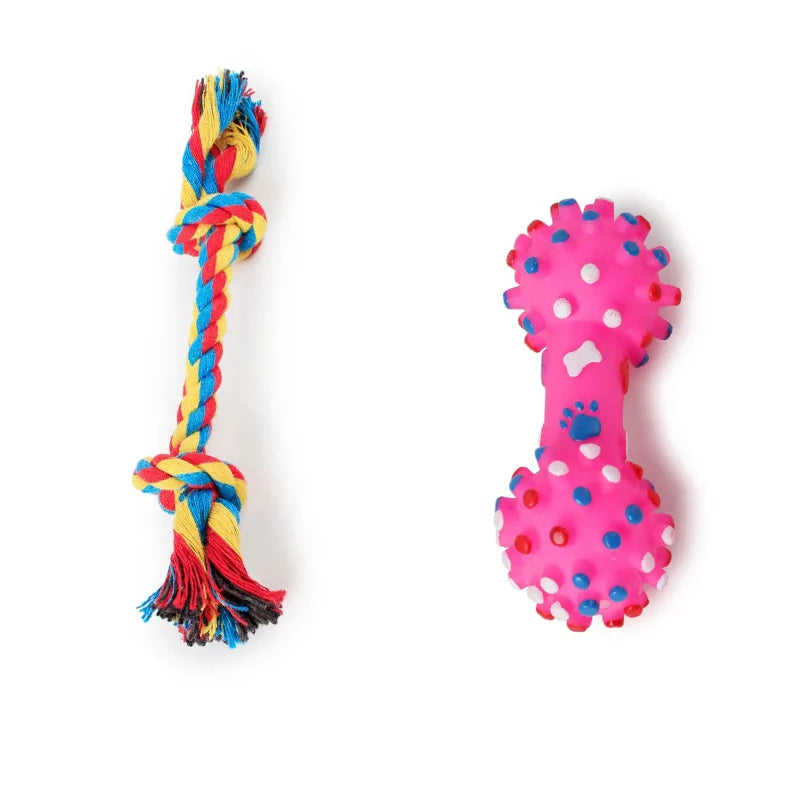 4 Pcs Dog Toys Pet Ball Bone Rope Squeaky Plush Toys Kit Puppy Lnteractive Molar Chewing Toy for Small Large Dogs Pug Supplies