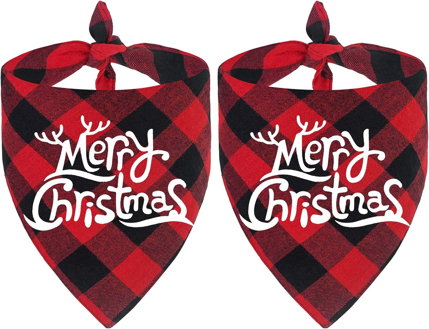 2 Pack Dog Bandana Christmas Classic Buffalo Plaid Pets Scarf Triangle Bibs Kerchief Set Pet Costume Accessories Decoration for Small Medium Large Dogs Cats Pets