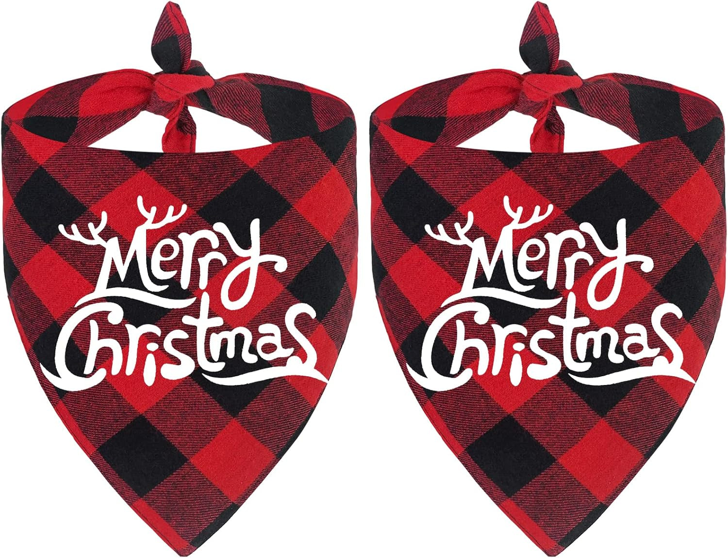 2 Pack Dog Bandana Christmas Classic Buffalo Plaid Pets Scarf Triangle Bibs Kerchief Set Pet Costume Accessories Decoration for Small Medium Large Dogs Cats Pets